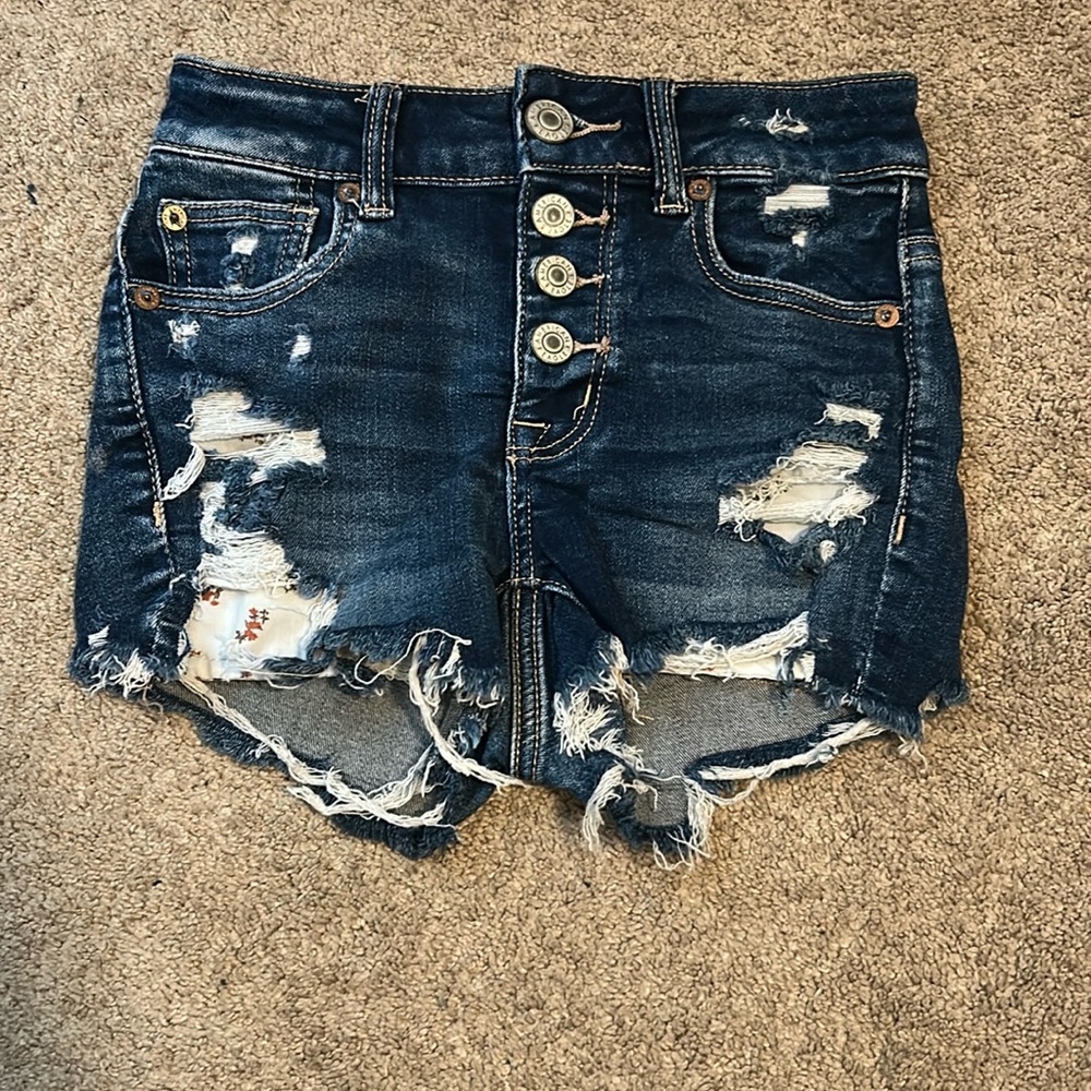 American Eagle Dark Blue Jean Shorts Size 000